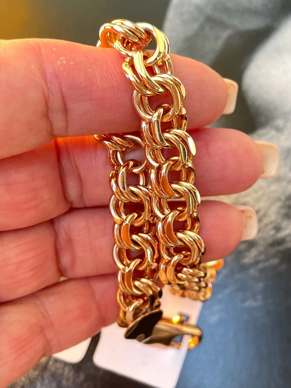 9.2” Bismark Gold plated 18k Link Chain Bracelet - Men’s Women’s Jewelry